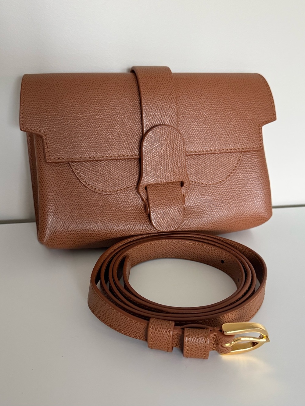 Senreve Aria Belt Bag in Chestnut Pebbled Leather